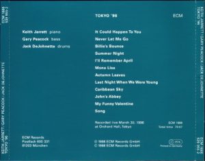 KEITH JARRETT, GARY PEACOCK, JACK DEJOHNETTE - TOKYO '96 (CD)
