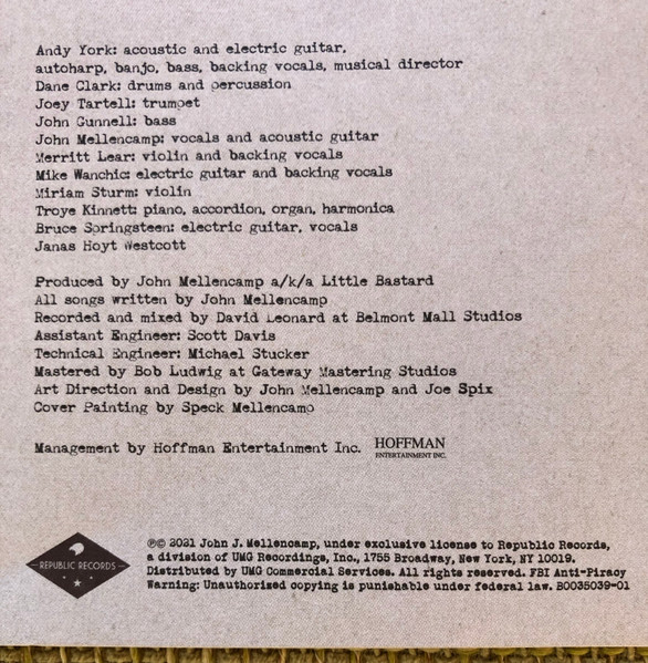 MELLENCAMP, JOHN - STRICTLY A ONE-EYED JACK (LP) MELLENCAMP, JOHN - STRICTLY A ONE-EYED JACK (LP) - Image 8