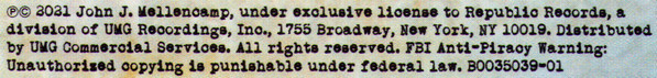 MELLENCAMP, JOHN - STRICTLY A ONE-EYED JACK (LP) MELLENCAMP, JOHN - STRICTLY A ONE-EYED JACK (LP) - Image 9