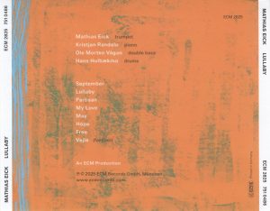 MATHIAS EICK, KRISTJAN RANDALU, OLE MORTEN VÅGAN, HANS HULBÆKMO - LULLABY (CD) MATHIAS EICK, KRISTJAN RANDALU, OLE MORTEN VÅGAN, HANS HULBÆKMO - LULLABY (CD)