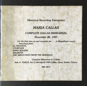 Maria Callas - Complete Dallas Rehearsal - 1957 (Vinyl)